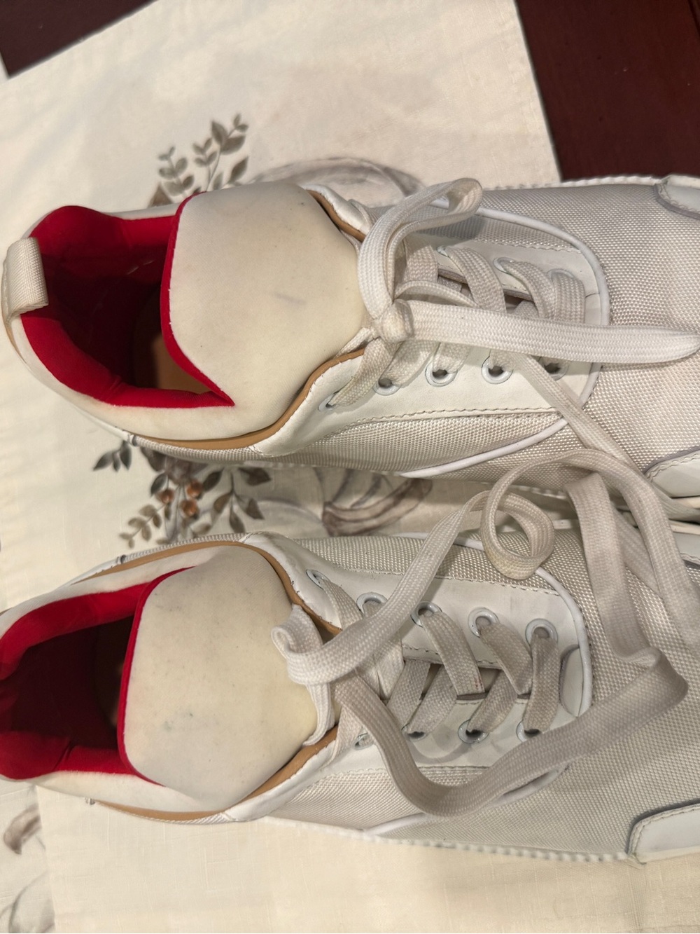 Christian Louboutin White Sneakers with Red Inner Trim - Picture 3 of 7